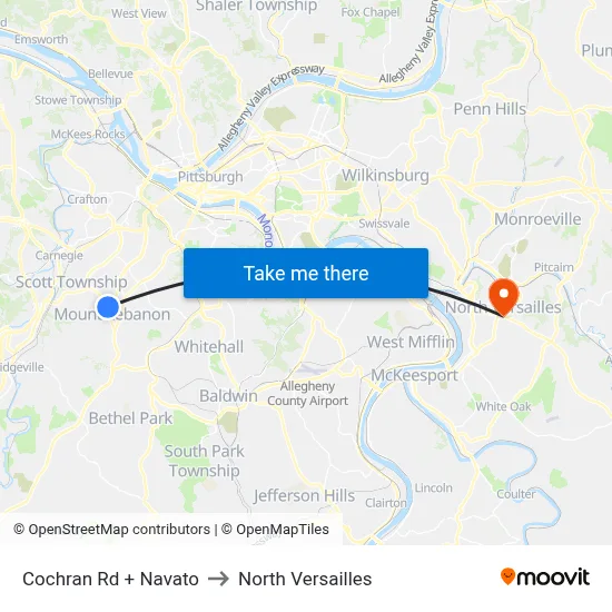 Cochran Rd + Navato to North Versailles map