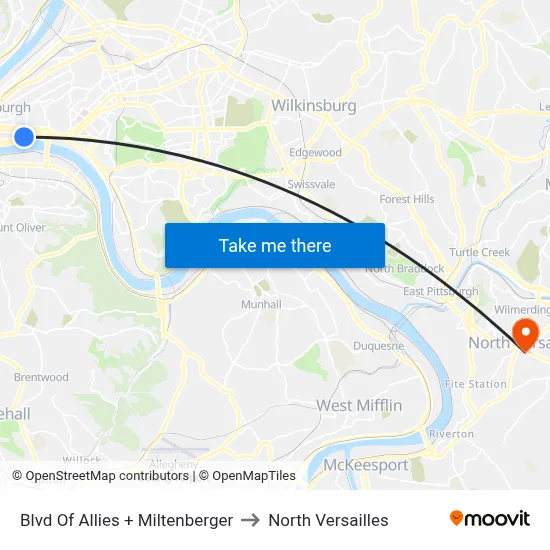 Blvd Of Allies + Miltenberger to North Versailles map
