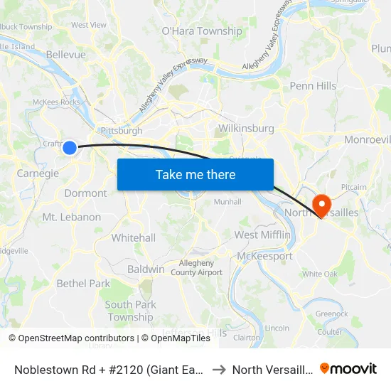 Noblestown Rd + #2120 (Giant Eagle) to North Versailles map