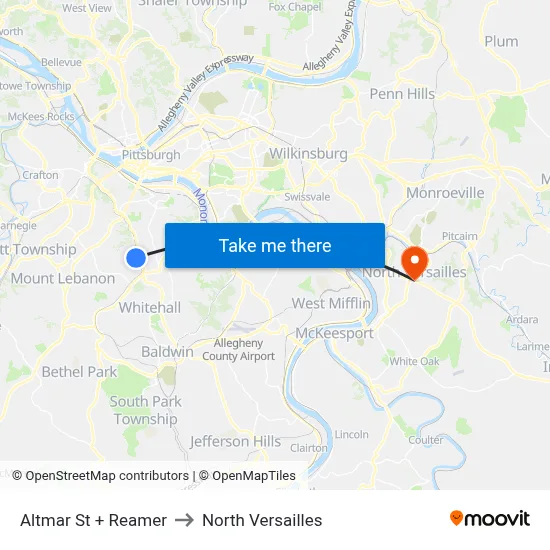 Altmar St + Reamer to North Versailles map