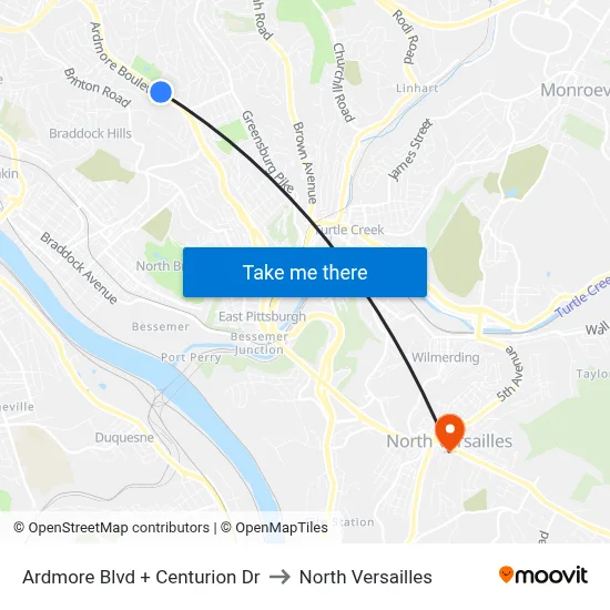 Ardmore Blvd + Centurion Dr to North Versailles map