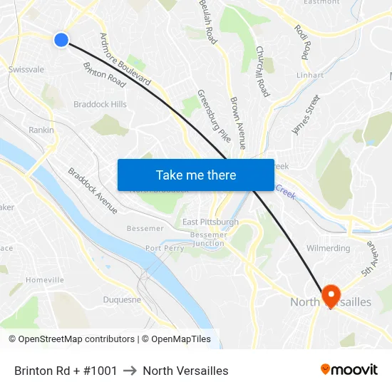 Brinton Rd + #1001 to North Versailles map