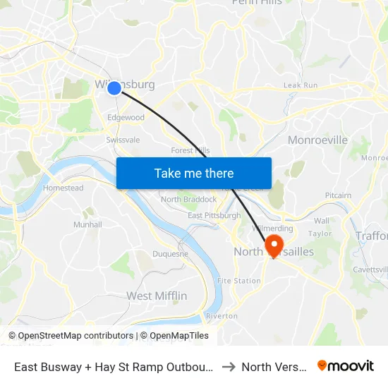 East Busway + Hay St Ramp Outbound Shelter to North Versailles map