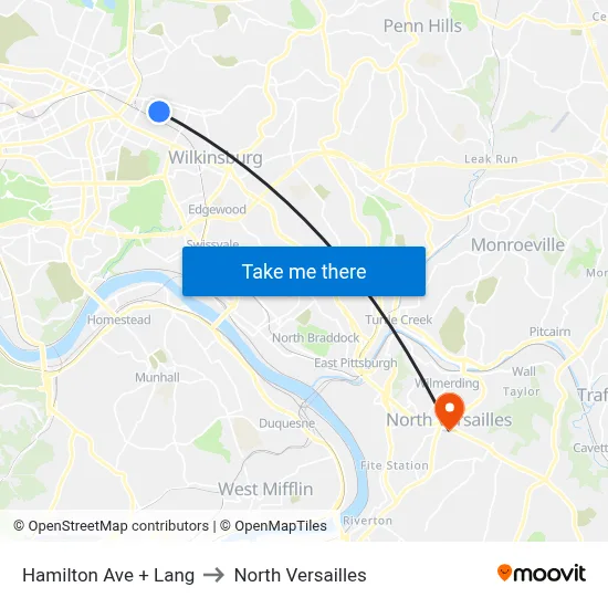 Hamilton Ave + Lang to North Versailles map