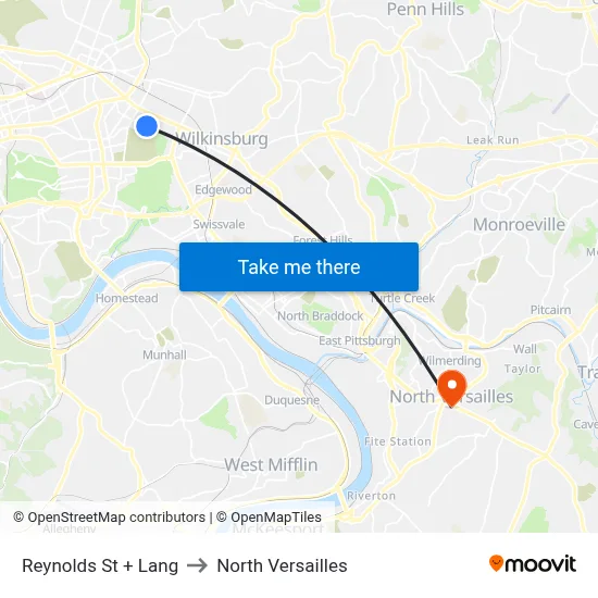 Reynolds St + Lang to North Versailles map