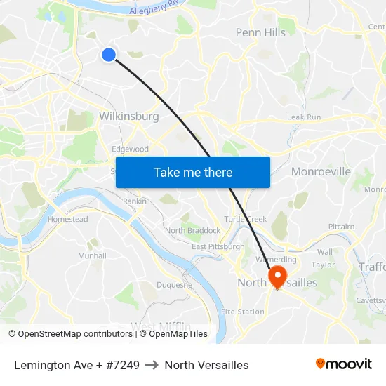 Lemington Ave + #7249 to North Versailles map