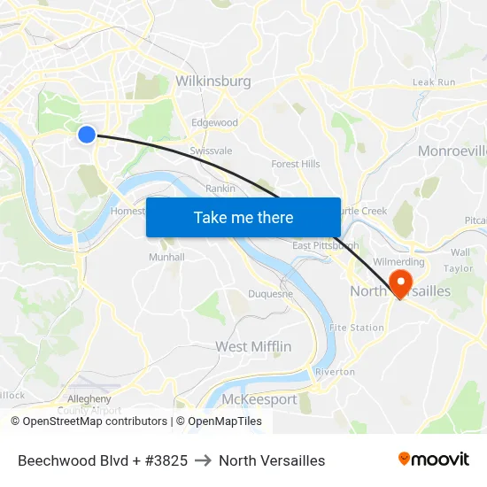 Beechwood Blvd + #3825 to North Versailles map