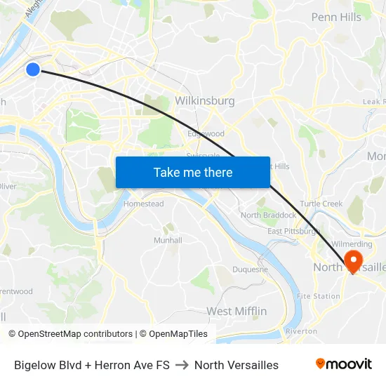 Bigelow Blvd + Herron Ave FS to North Versailles map