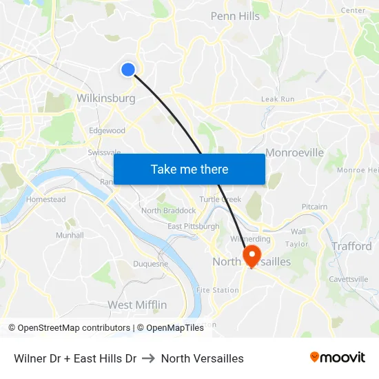 Wilner Dr + East Hills Dr to North Versailles map