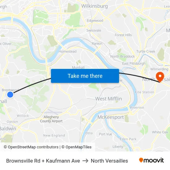 Brownsville Rd + Kaufmann Ave to North Versailles map