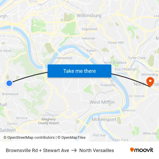 Brownsville Rd + Stewart Ave to North Versailles map
