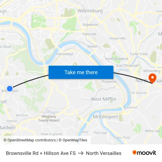 Brownsville Rd + Hillson Ave FS to North Versailles map