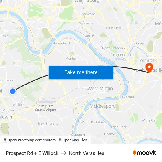 Prospect Rd + E Willock to North Versailles map