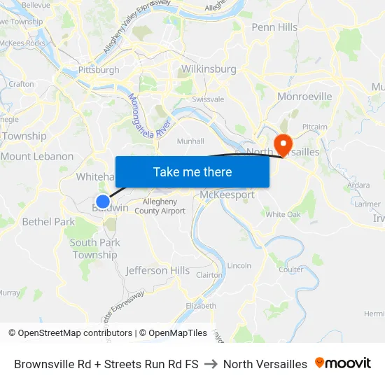 Brownsville Rd + Streets Run Rd FS to North Versailles map