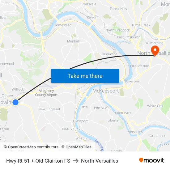 Hwy Rt 51 + Old Clairton FS to North Versailles map