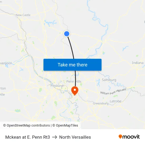Mckean at E. Penn Rt3 to North Versailles map
