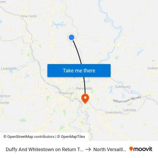 Duffy And Whitestown on Return Trip to North Versailles map
