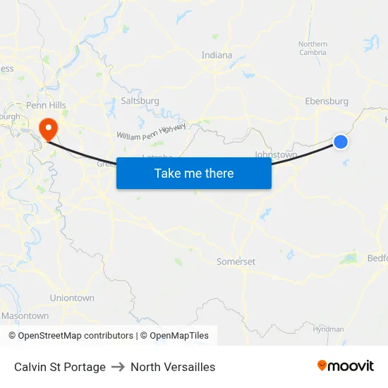 Calvin St Portage to North Versailles map