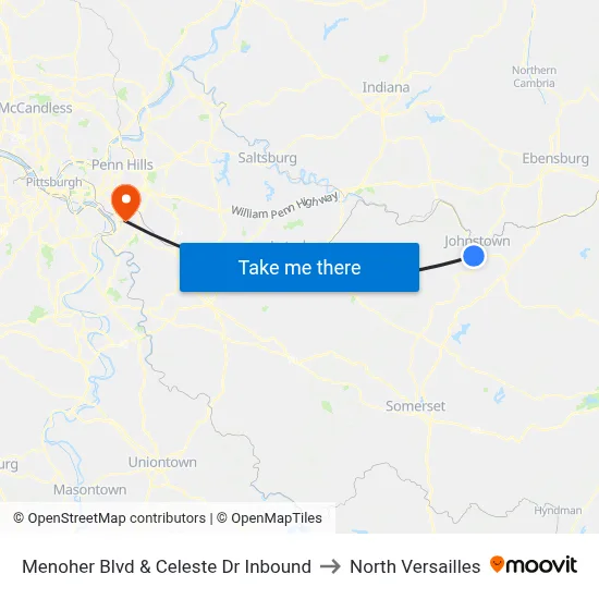 Menoher Blvd & Celeste Dr Inbound to North Versailles map