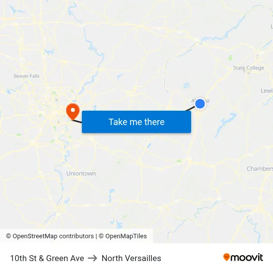 10th St & Green Ave to North Versailles map