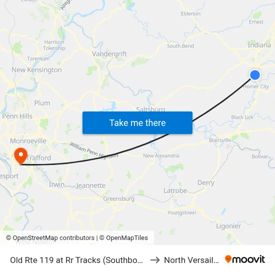 Old Rte 119 at Rr Tracks (Southbound) to North Versailles map