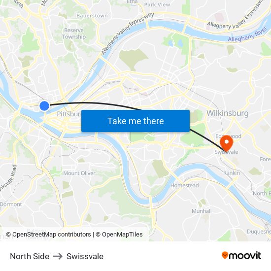 North Side to Swissvale map