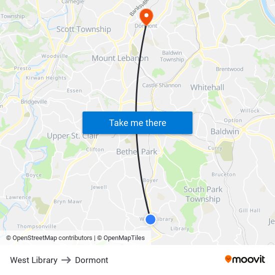 West Library to Dormont map