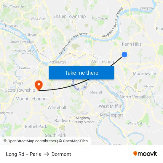 Long Rd + Paris to Dormont map