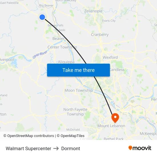Walmart Supercenter to Dormont map
