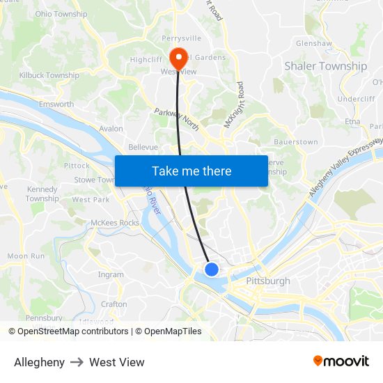 Allegheny to West View map