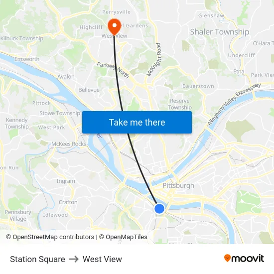 Station Square to West View map