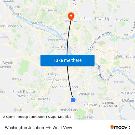 Washington Junction to West View map