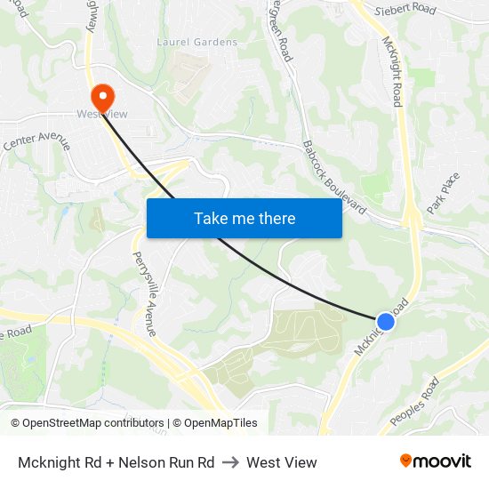 Mcknight Rd + Nelson Run Rd to West View map