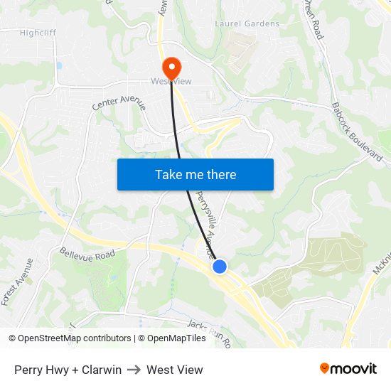 Perry Hwy + Clarwin to West View map