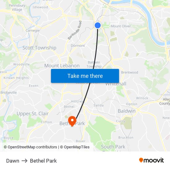 Dawn to Bethel Park map