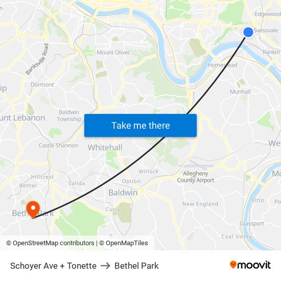 Schoyer Ave + Tonette to Bethel Park map