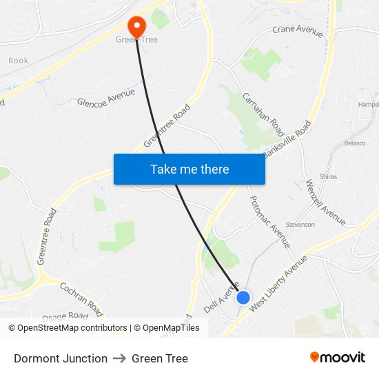 Dormont Junction to Green Tree map
