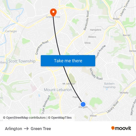 Arlington to Green Tree map