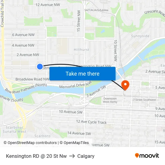 Kensington RD @ 20 St Nw to Calgary map