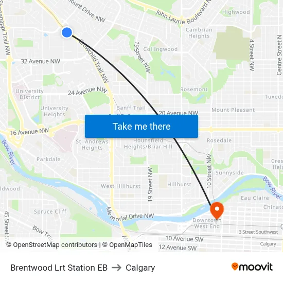 Brentwood Lrt Station EB to Calgary map