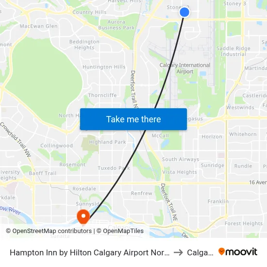 Hampton Inn by Hilton Calgary Airport North to Calgary map