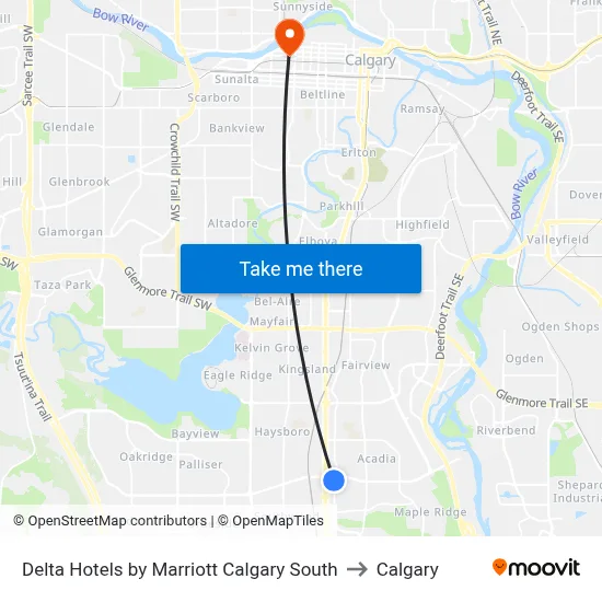 Delta Hotels by Marriott Calgary South to Calgary map