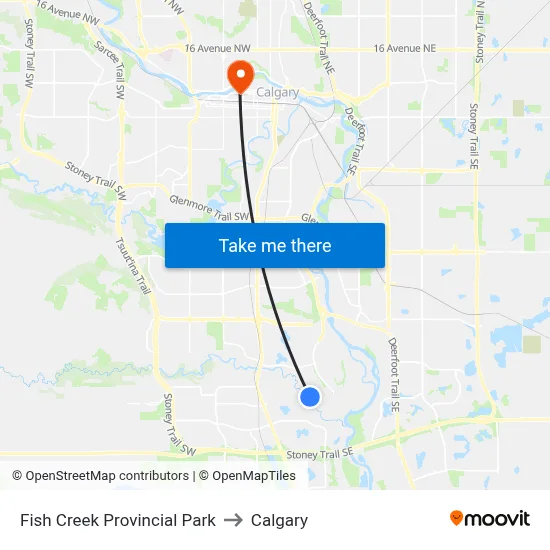 Fish Creek Provincial Park to Calgary map