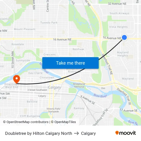 Doubletree by Hilton Calgary North to Calgary map