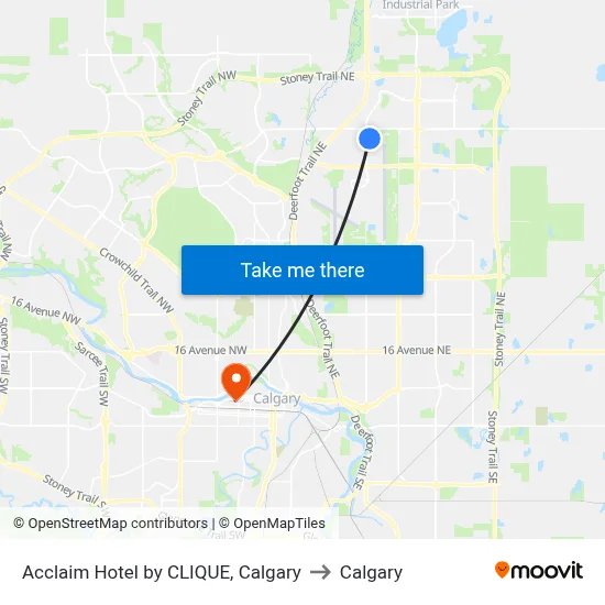 Acclaim Hotel by CLIQUE, Calgary to Calgary map