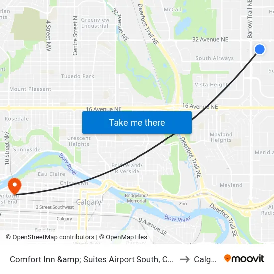 Comfort Inn &amp; Suites Airport South, Calgary to Calgary map