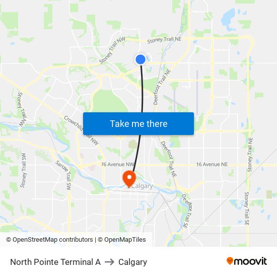 North Pointe Terminal A to Calgary map