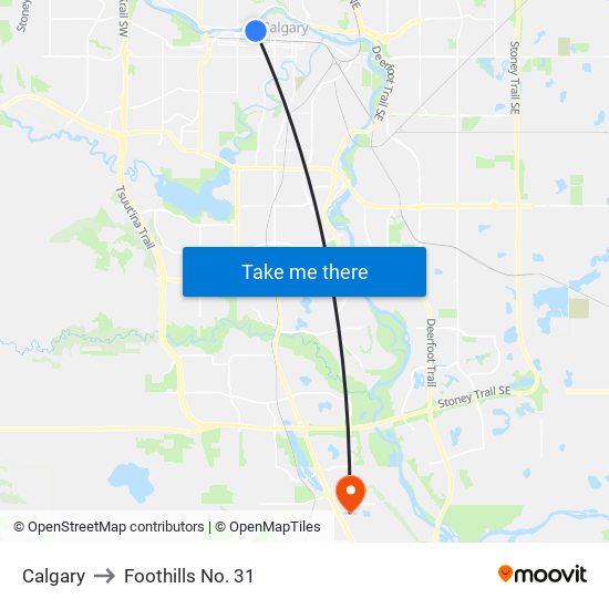 Calgary to Foothills No. 31 map