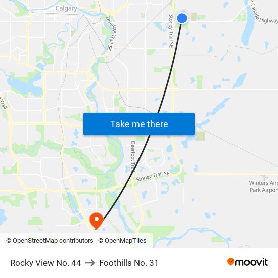 Rocky View No. 44 to Foothills No. 31 map