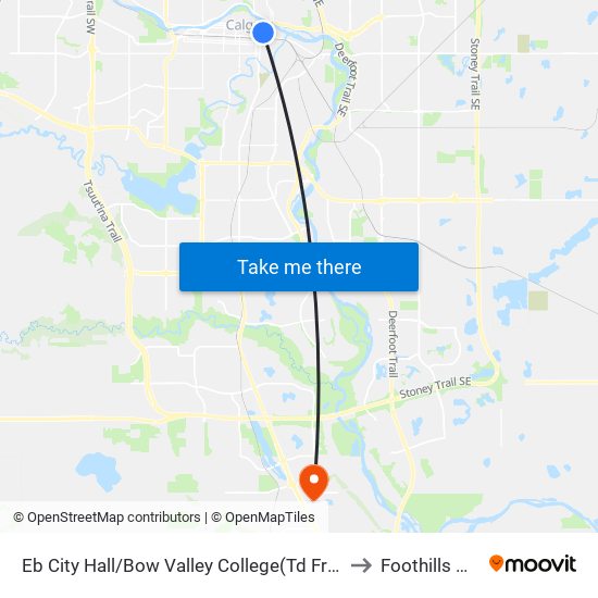 Eb City Hall/Bow Valley College(Td Free Fare Zone) to Foothills No. 31 map